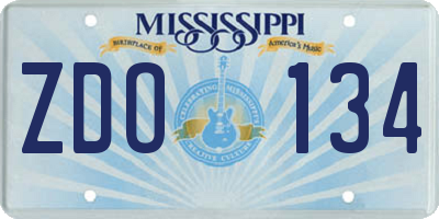 MS license plate ZDO134