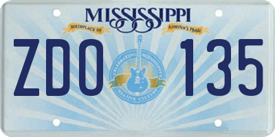 MS license plate ZDO135