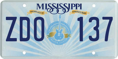 MS license plate ZDO137