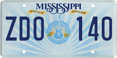 MS license plate ZDO140