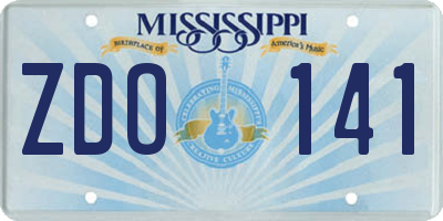 MS license plate ZDO141