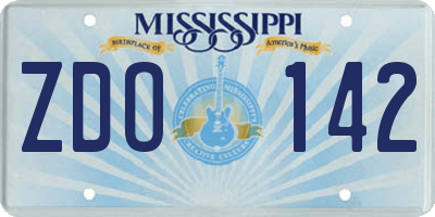 MS license plate ZDO142