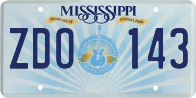 MS license plate ZDO143