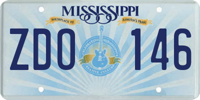MS license plate ZDO146