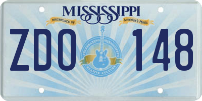MS license plate ZDO148