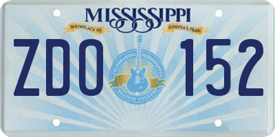 MS license plate ZDO152