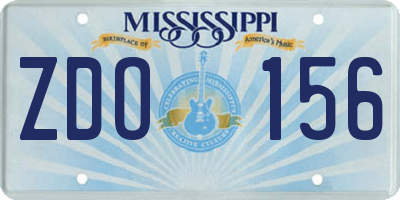 MS license plate ZDO156