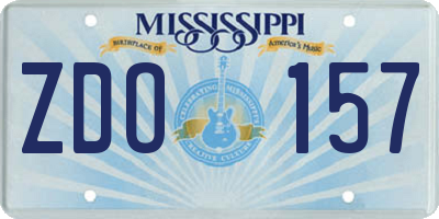 MS license plate ZDO157