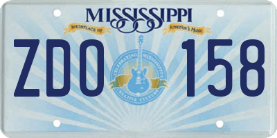 MS license plate ZDO158