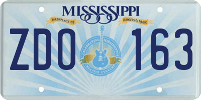 MS license plate ZDO163