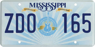 MS license plate ZDO165
