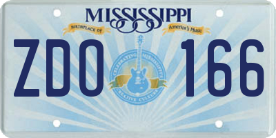 MS license plate ZDO166