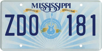 MS license plate ZDO181
