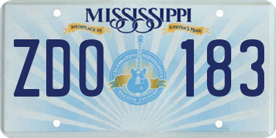 MS license plate ZDO183
