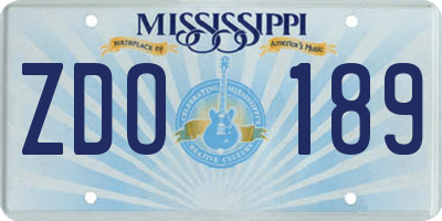 MS license plate ZDO189