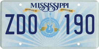 MS license plate ZDO190