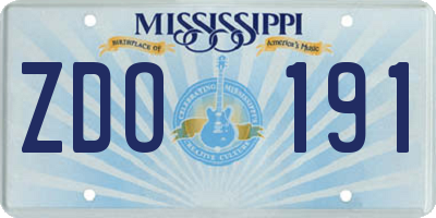 MS license plate ZDO191
