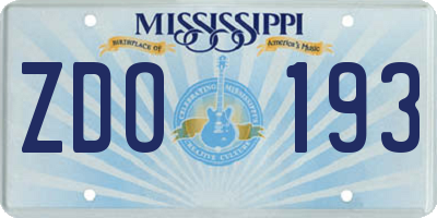 MS license plate ZDO193