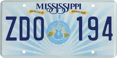 MS license plate ZDO194