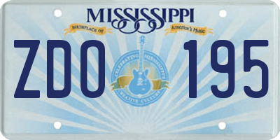 MS license plate ZDO195