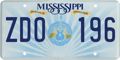 MS license plate ZDO196