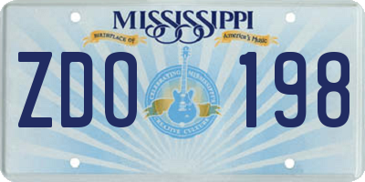 MS license plate ZDO198