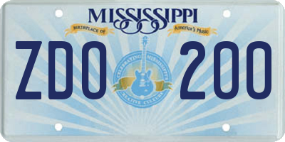 MS license plate ZDO200