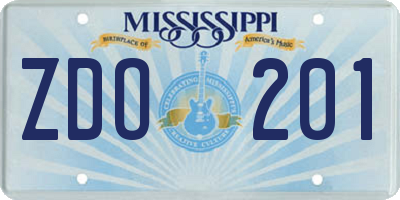 MS license plate ZDO201