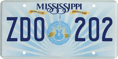 MS license plate ZDO202