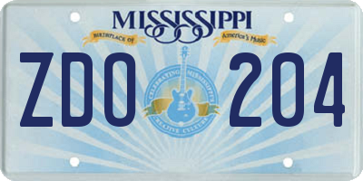 MS license plate ZDO204