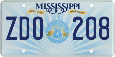 MS license plate ZDO208