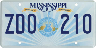 MS license plate ZDO210