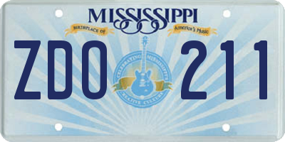 MS license plate ZDO211