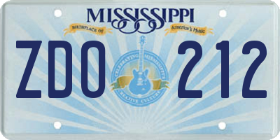 MS license plate ZDO212