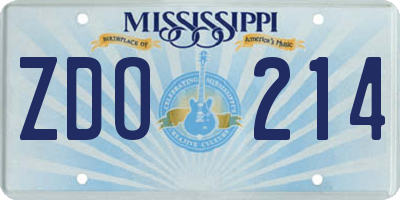 MS license plate ZDO214