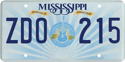 MS license plate ZDO215
