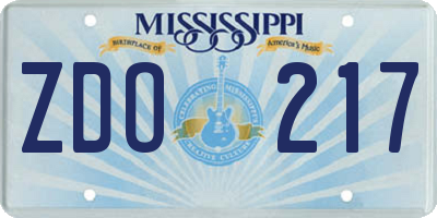 MS license plate ZDO217