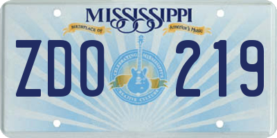 MS license plate ZDO219