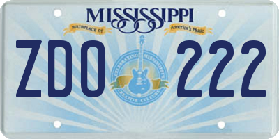 MS license plate ZDO222
