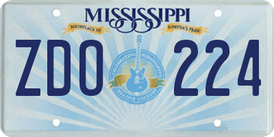 MS license plate ZDO224