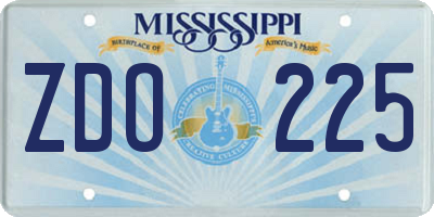 MS license plate ZDO225
