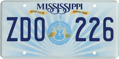 MS license plate ZDO226
