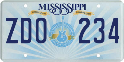 MS license plate ZDO234