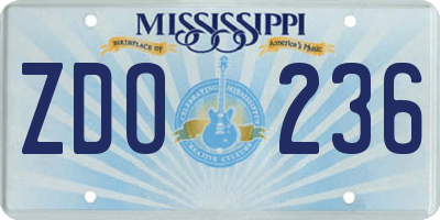 MS license plate ZDO236
