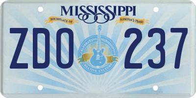 MS license plate ZDO237