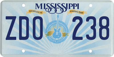 MS license plate ZDO238