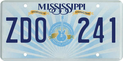 MS license plate ZDO241