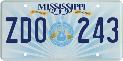 MS license plate ZDO243