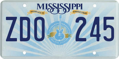 MS license plate ZDO245
