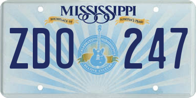 MS license plate ZDO247